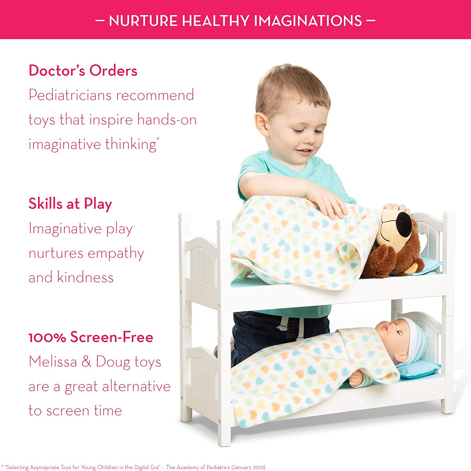 Melissa and Doug Mine to Love Wooden Play Bunk Bed for Dolls