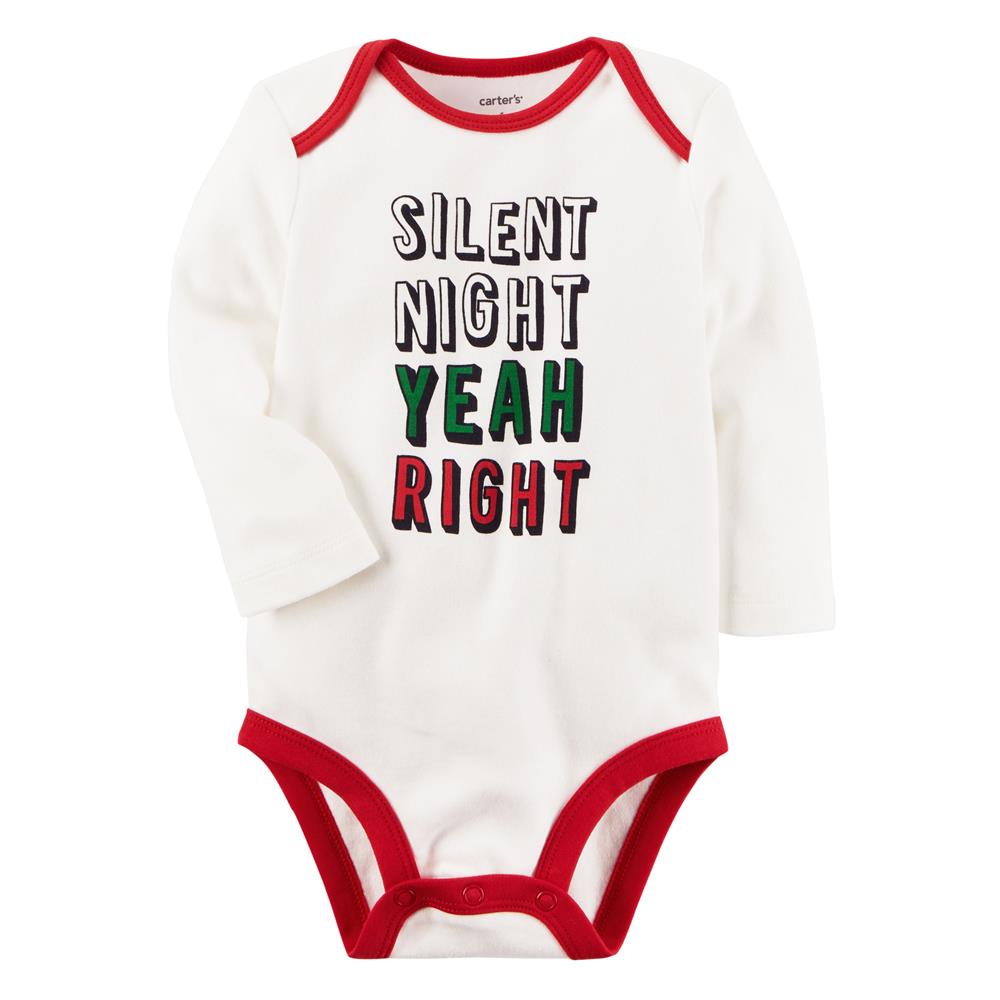 Carter's 0-9 Months Silent Night Slogan Bodysuit