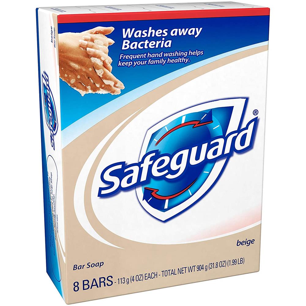 Safeguard Antibacterial Beige Bar Soap, 4 Ounce (8 Bars)