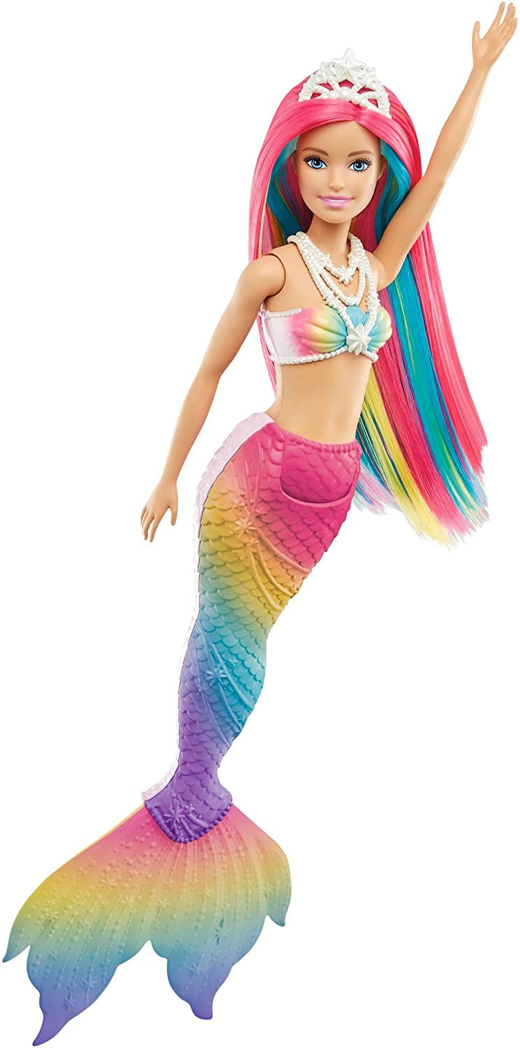 Barbie Dreamtopia Rainbow Magic Mermaid Doll with Rainbow Hair and Water-Activated Color Change Feature