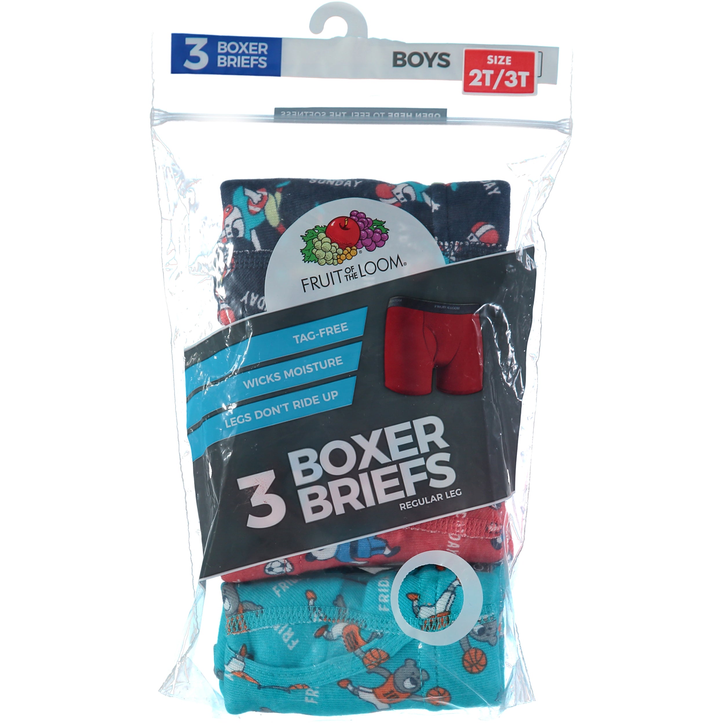 Fruit of the Loom Boys 2T-5T 3 Pack Boxer Brief