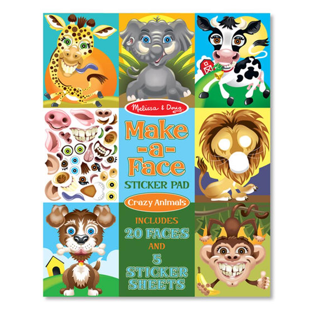 Melissa and Doug Make-a-Face Crazy Animals Sticker Pad