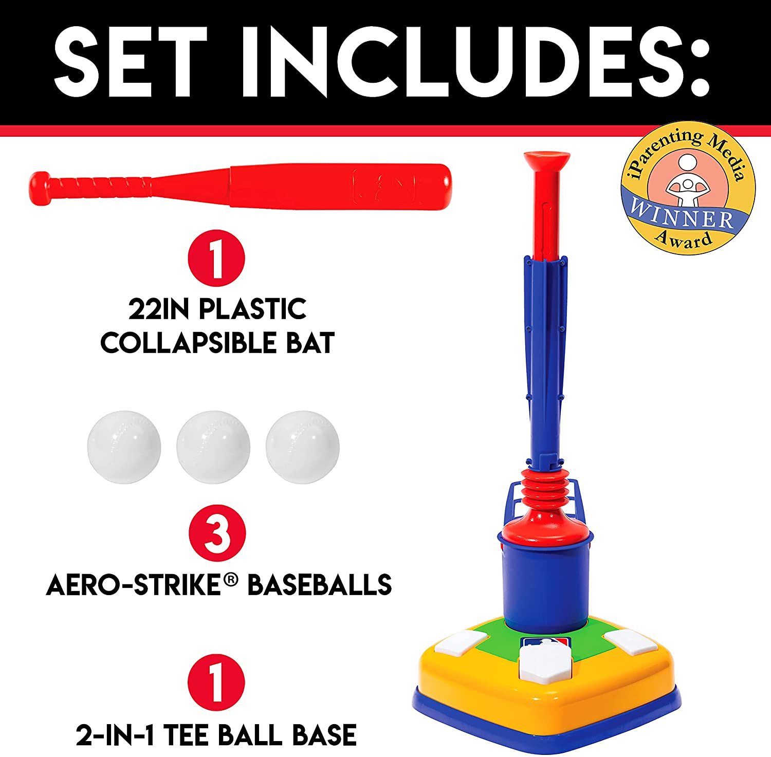 Franklin Sports Kids Teeball Tee - 2-in-1 Super Star Batter