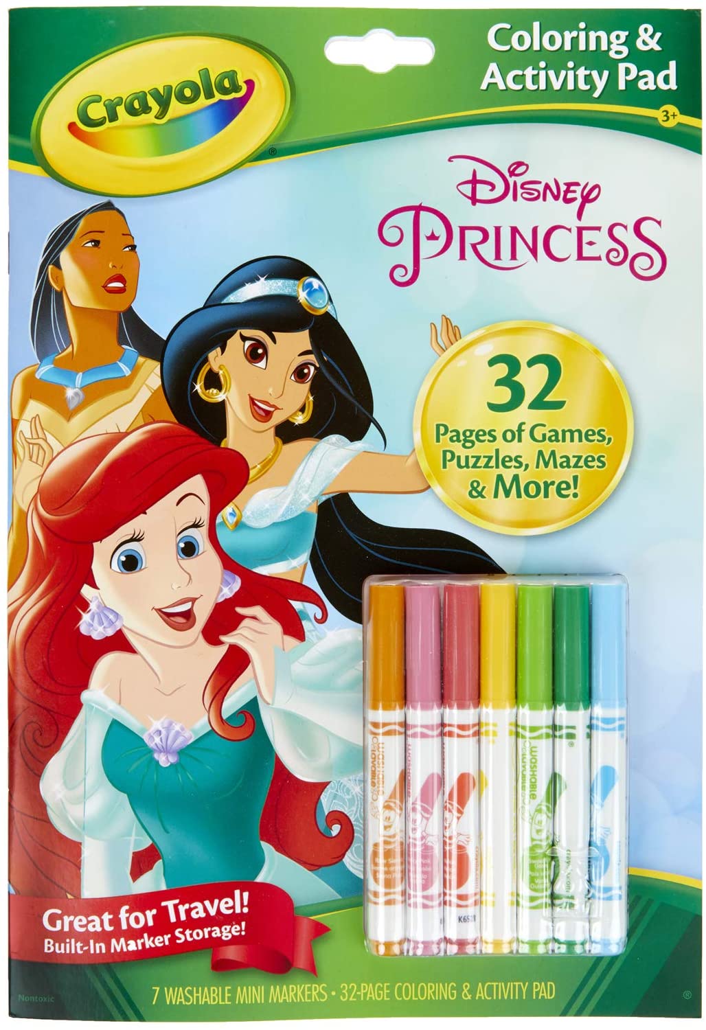 Crayola Disney Princess Color & Activity Book, 32 Coloring Pages & 7 Mini Markers