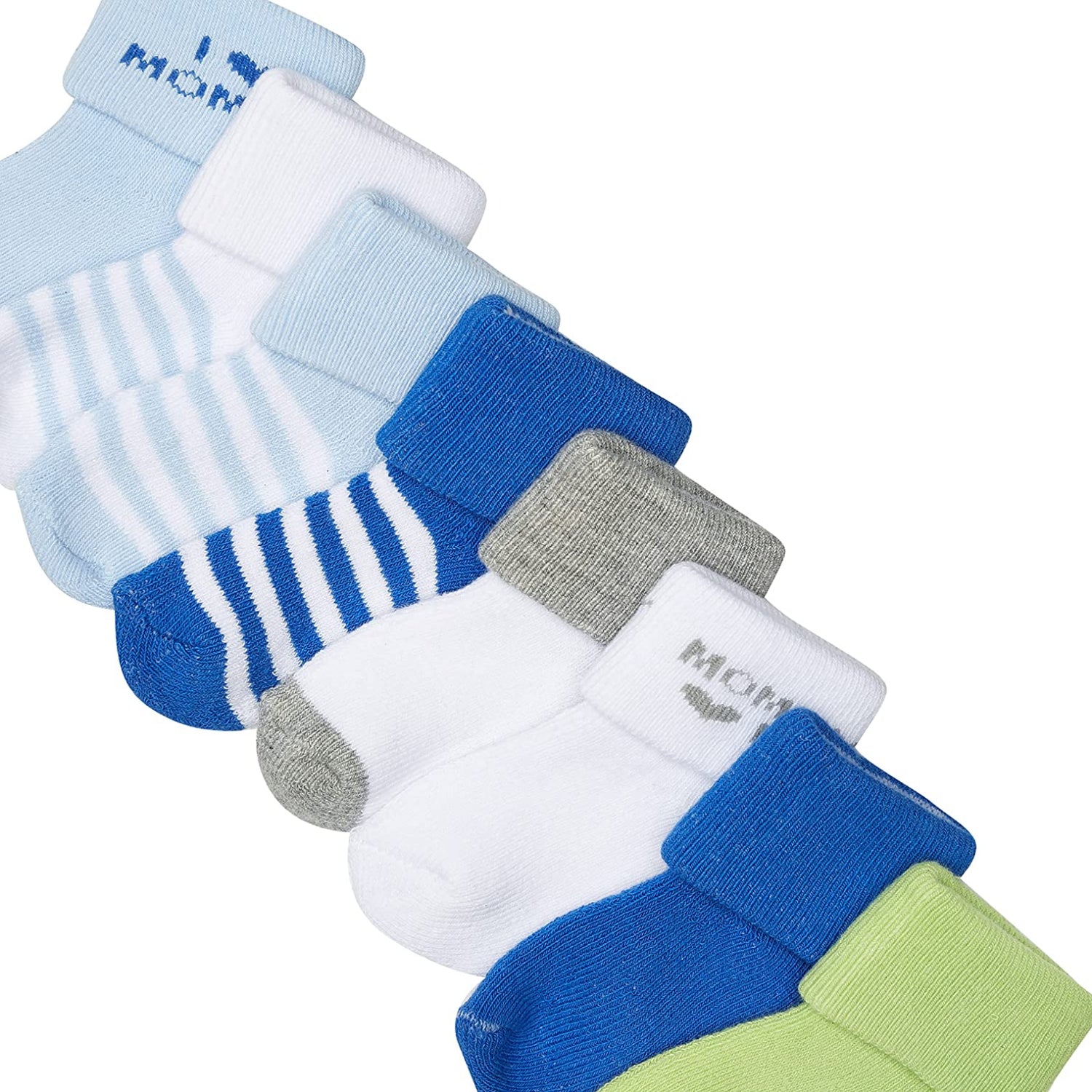 Luvable Friends Newborn Baby Boys 8 Pack Cotton Terry Socks