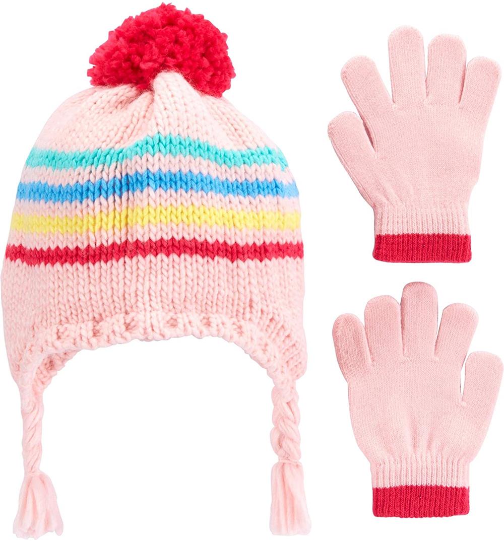 Carters Girls 4-7 2-Piece Striped Hat & Gloves Set