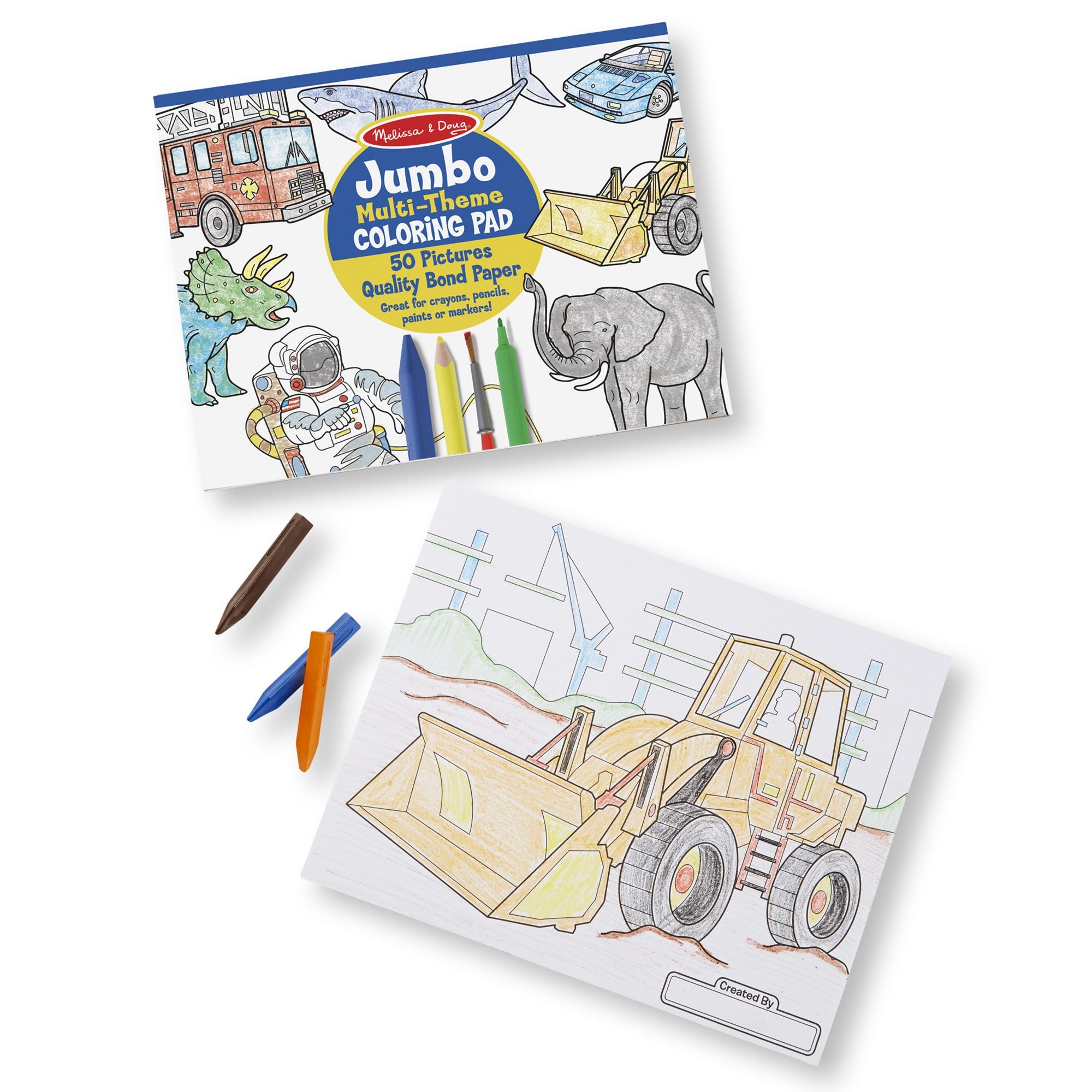 Melissa and Doug Jumbo 50-Page Kids' Coloring Pad - Space, Sports, and More