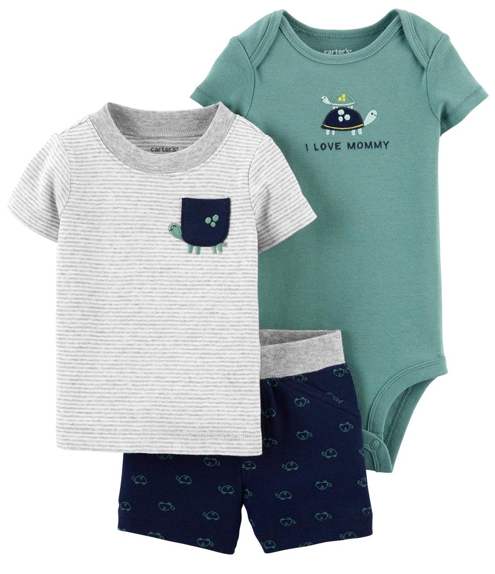 Carters Boys 0-24 Months 3-Piece Turtle Little Short Set