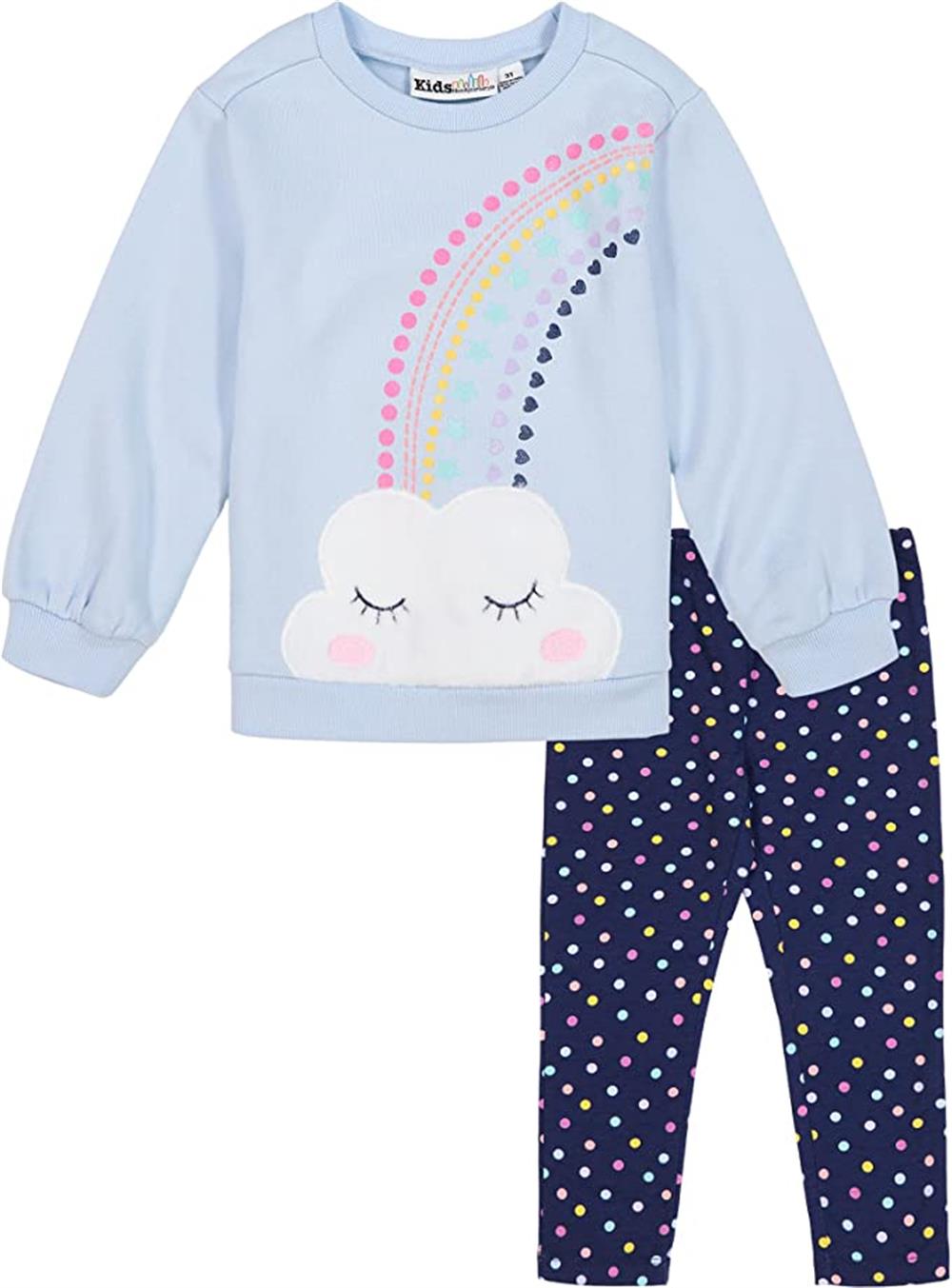 Kids Headquarters Girls Rainbow Cloud Sweatshirt Legging Set