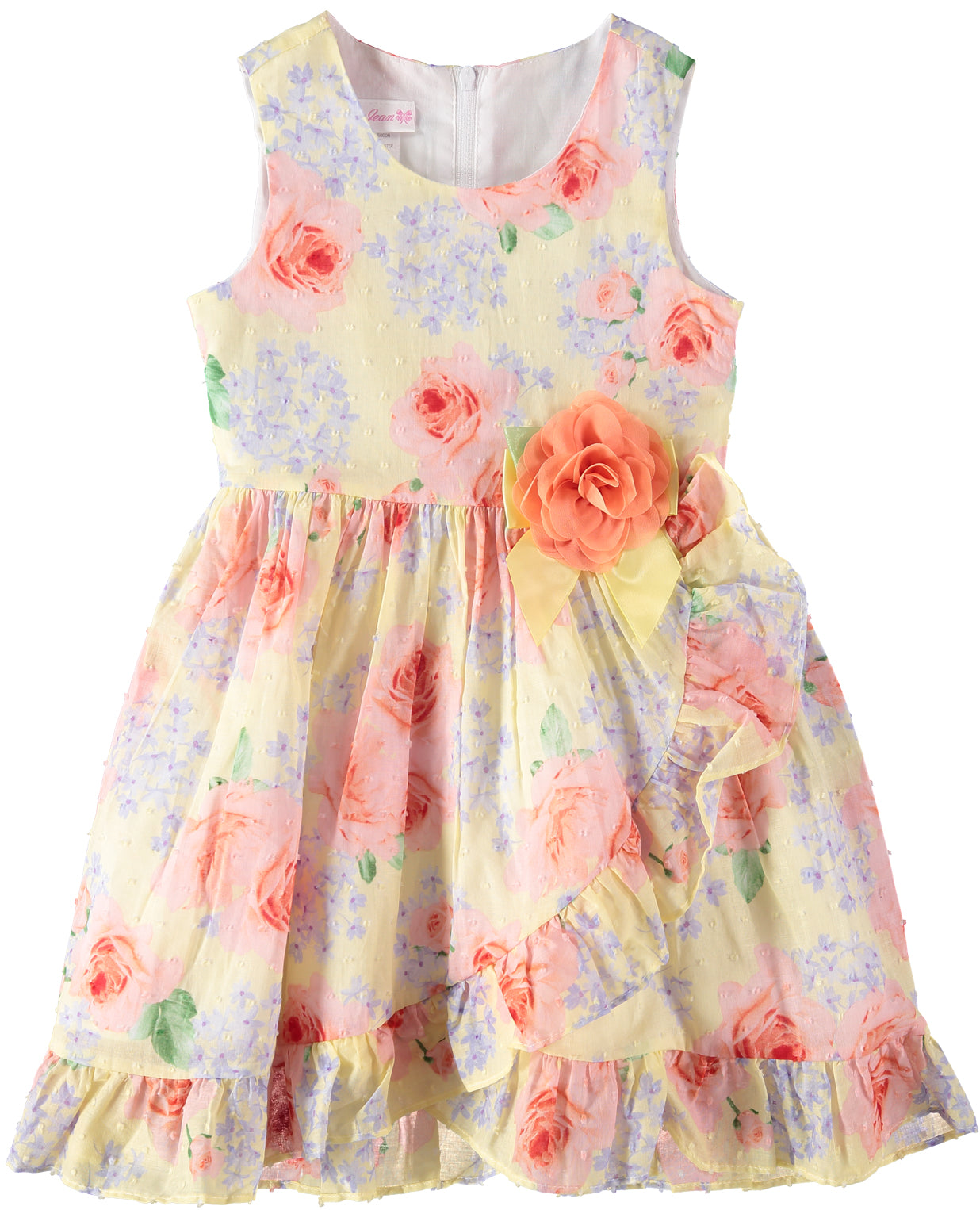 Bonnie Jean Girls Floral Ruffle Dress with Hat