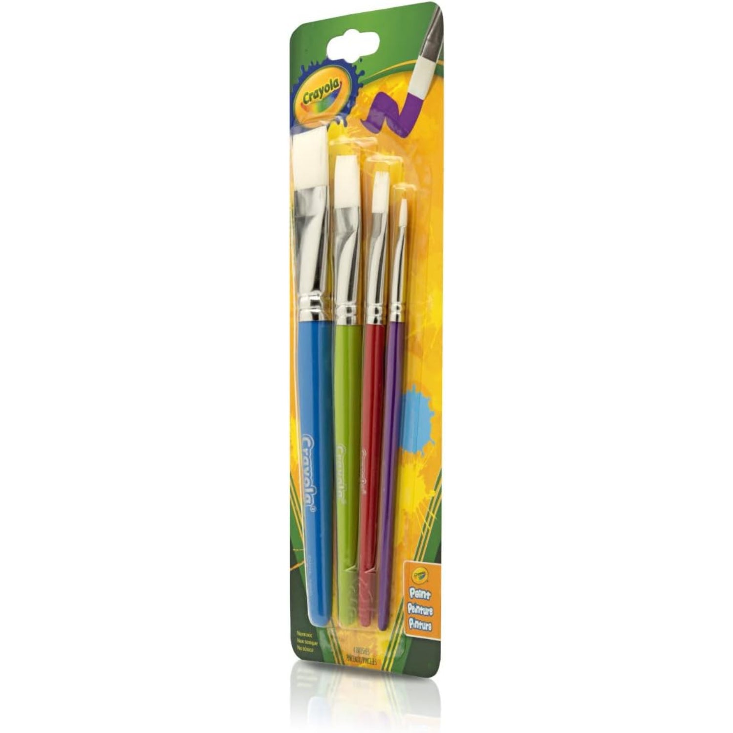 Crayola Flat Paint Brush Set, 4 Count