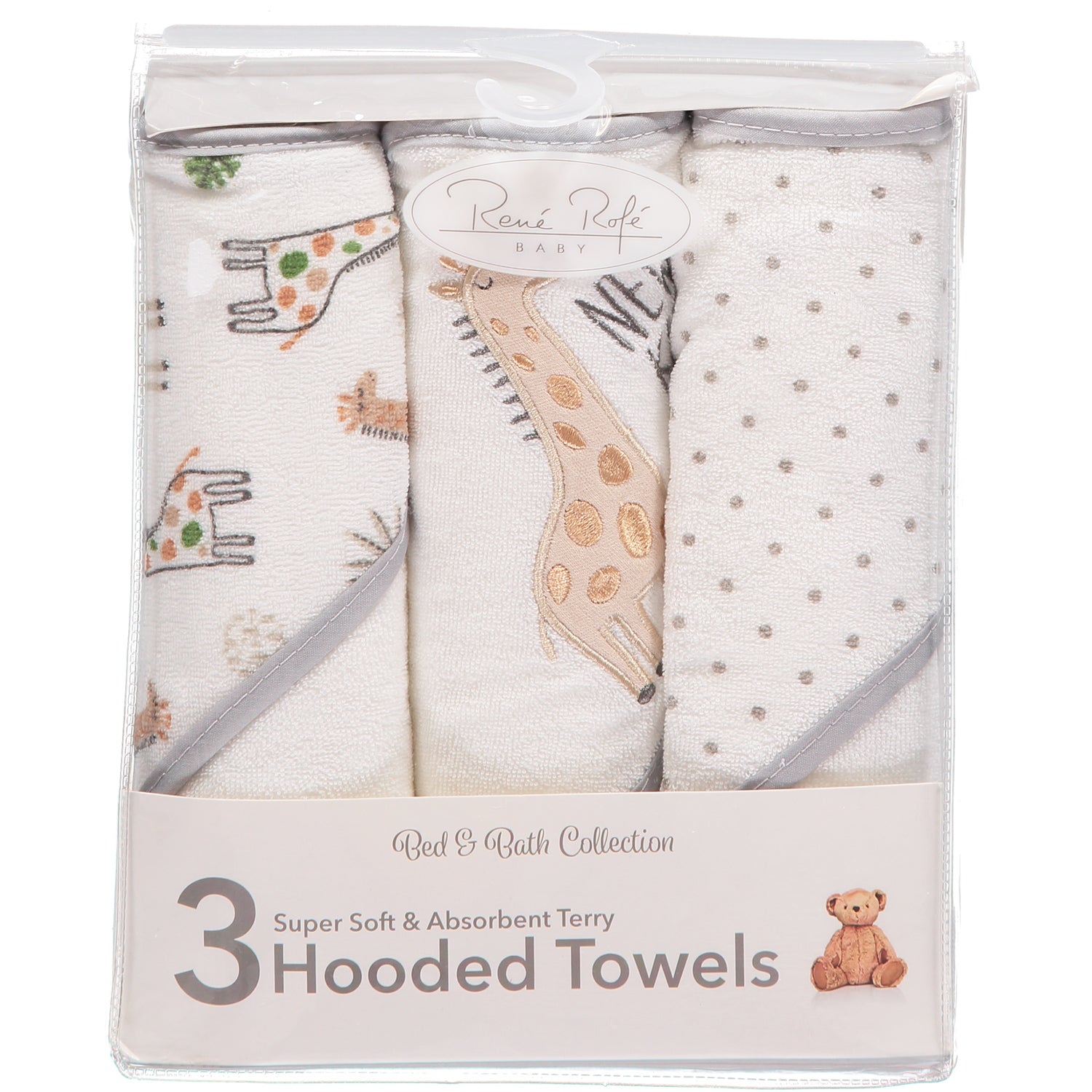 Rene Rofe Baby Bed & Bath Collection Hooded Towels, 3 Pack