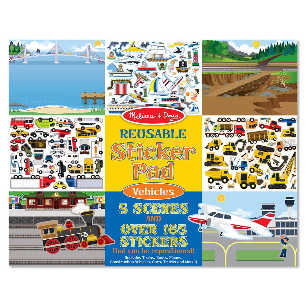 Melissa and Doug Reusable Sticker Pad Vehicles Theme