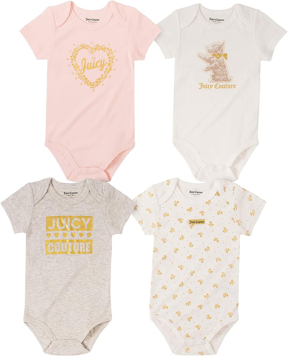 Juicy Couture Girls 0-9 Months 4-Pack Bodysuit