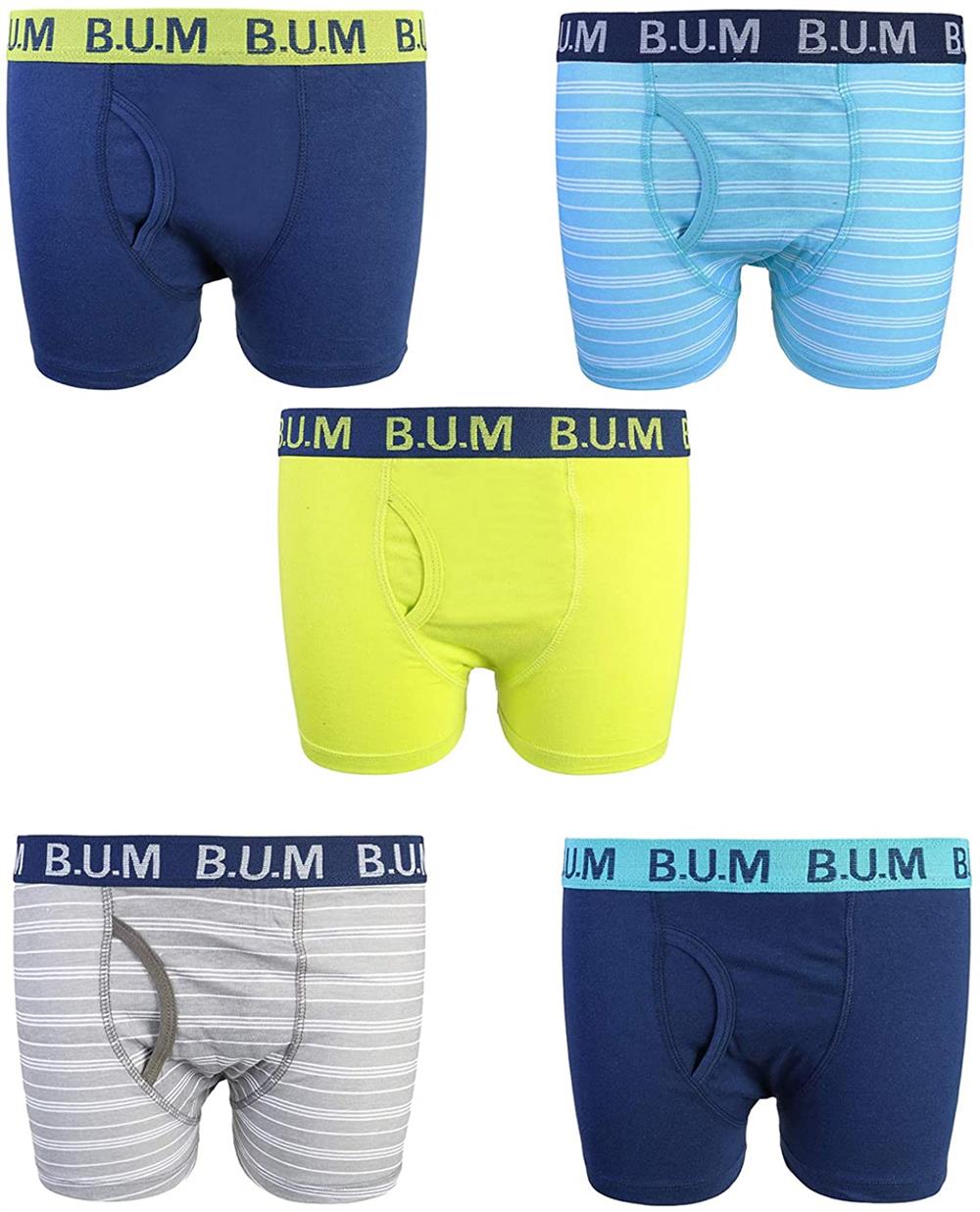 B.U.M. Equipment Boys 8-20 Underwear - Cotton Boxer Briefs (5 Pack)