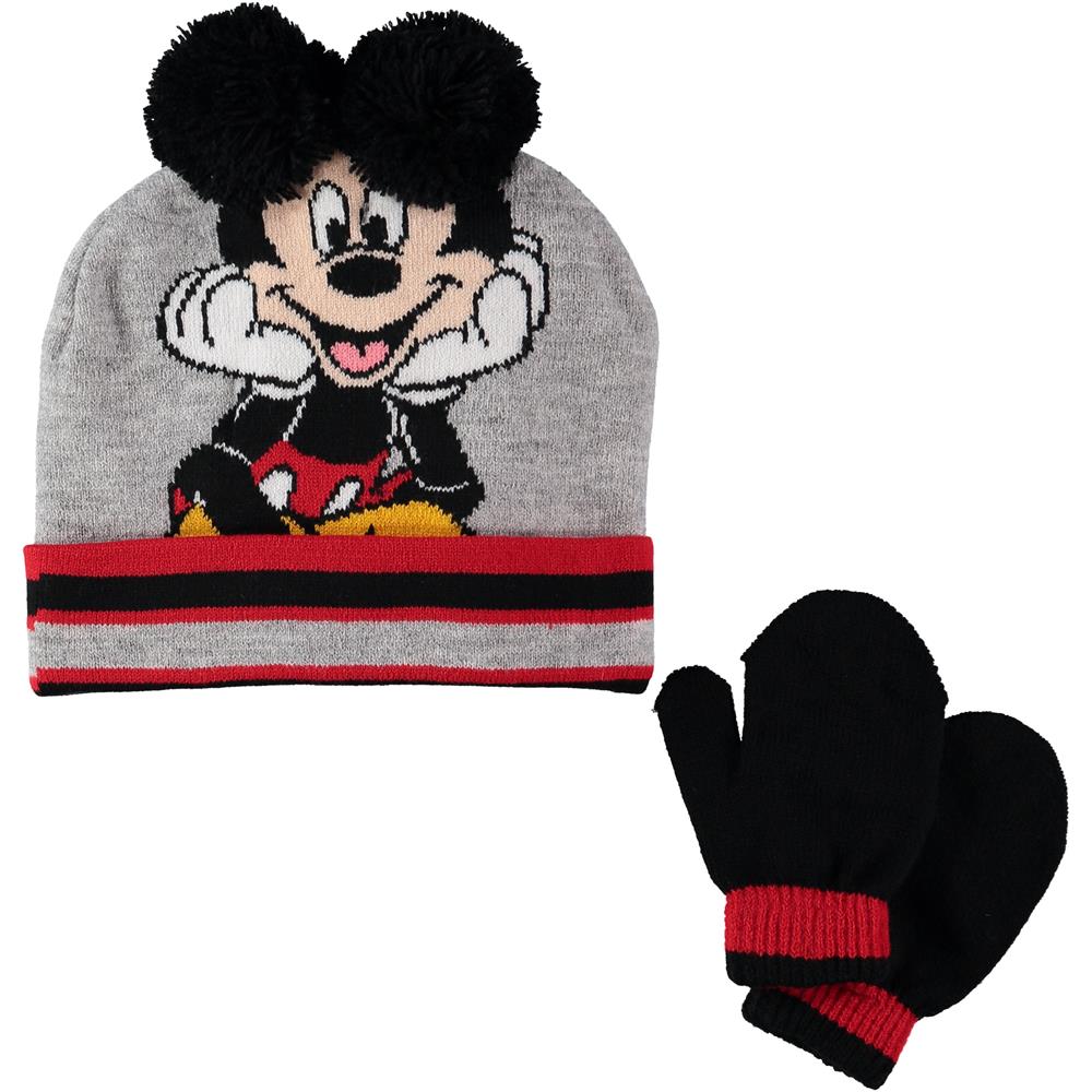 Disney Boys 2-4T Mickey Mouse Pom Hat Mitten Set