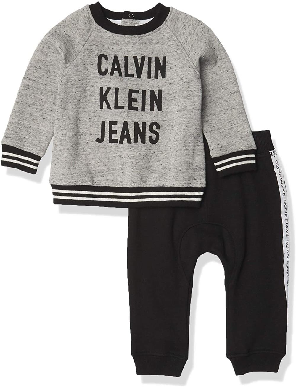 Calvin Klein Boys 0-9 Months Marled Logo Jogger Set