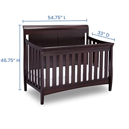 Delta Childrens Products Bennington Elite 4-in-1 Convertible Sleigh Baby Crib, Dark Espresso