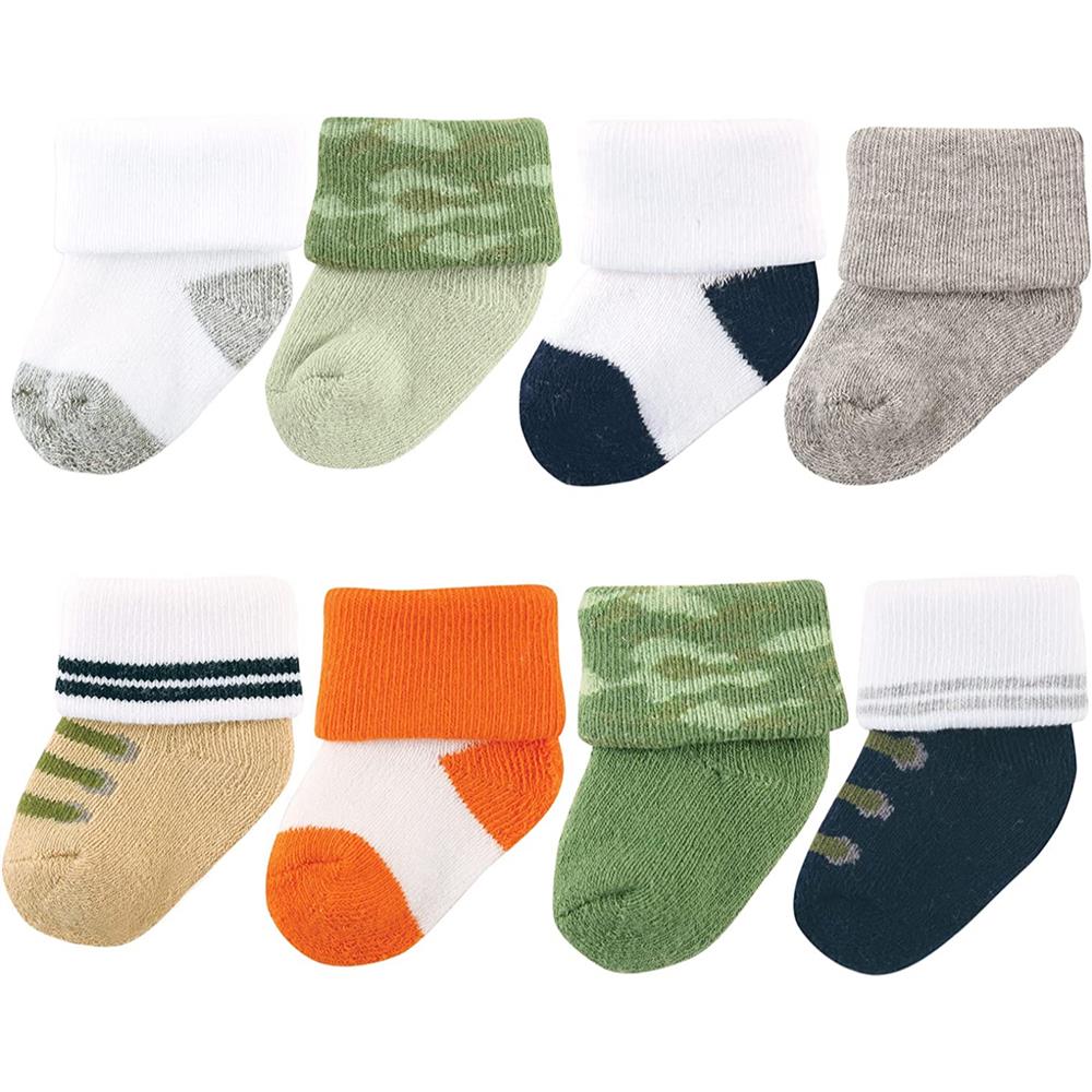 Luvable Friends Newborn Baby Boys 8 Pack Cotton Terry Socks