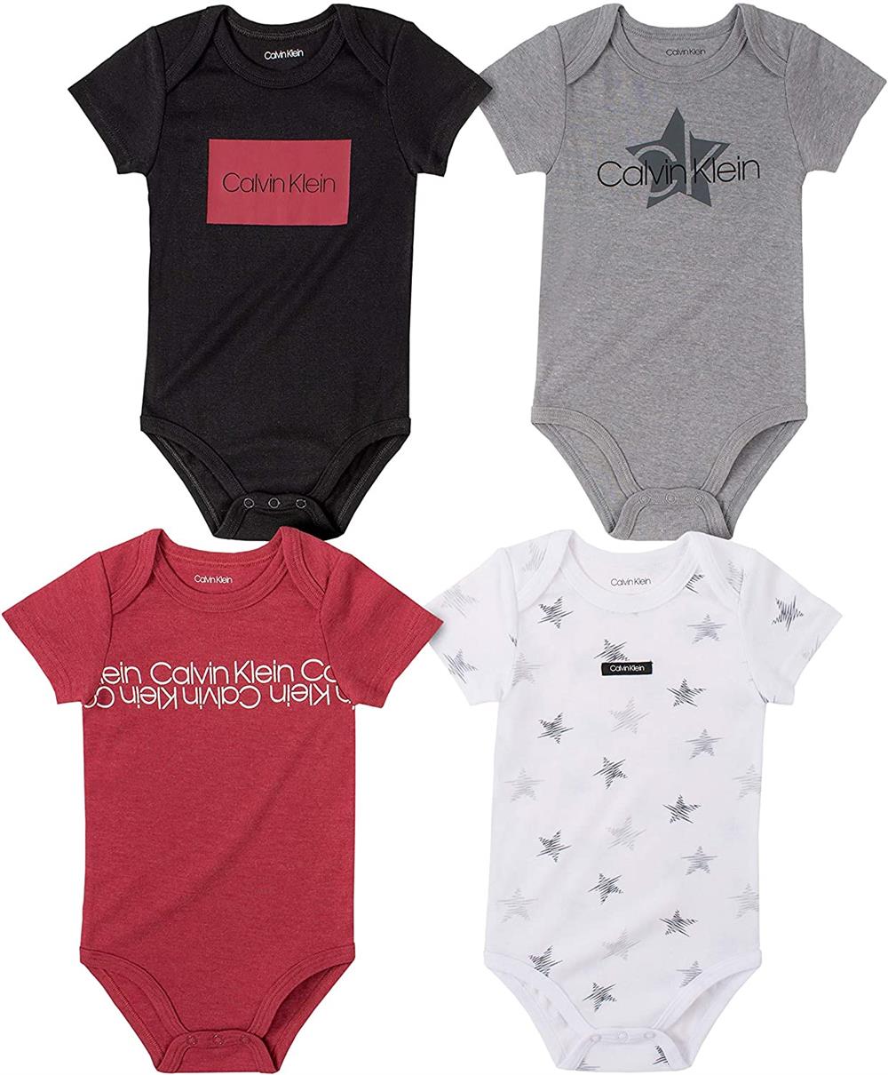 Calvin Klein Boys 0-9 Months Star 4-Pack Bodysuit