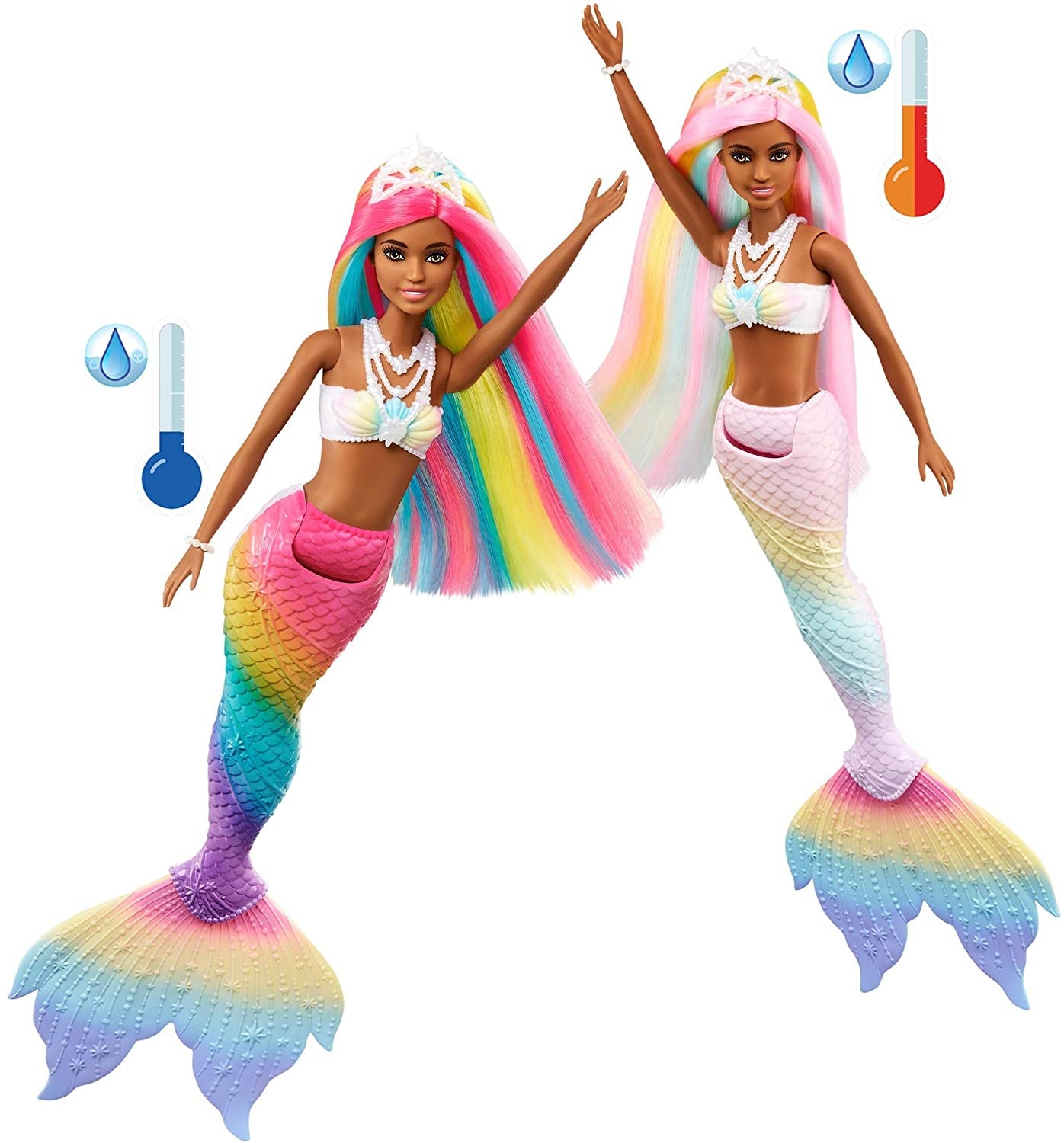 Barbie Dreamtopia Rainbow Magic Mermaid Doll with Rainbow Hair and Water-Activated Color Change Feature