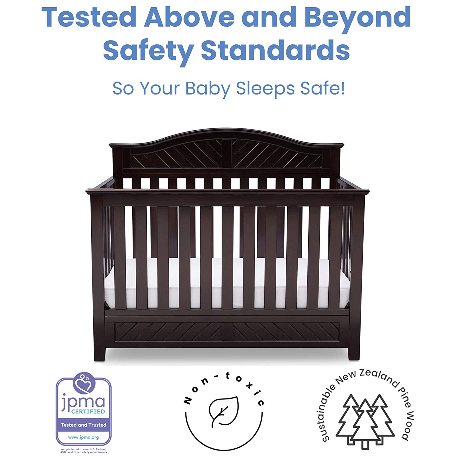 Delta Childrens Products Bennington Elite Curved 4-in-1 Convertible Crib, Dark Espresso