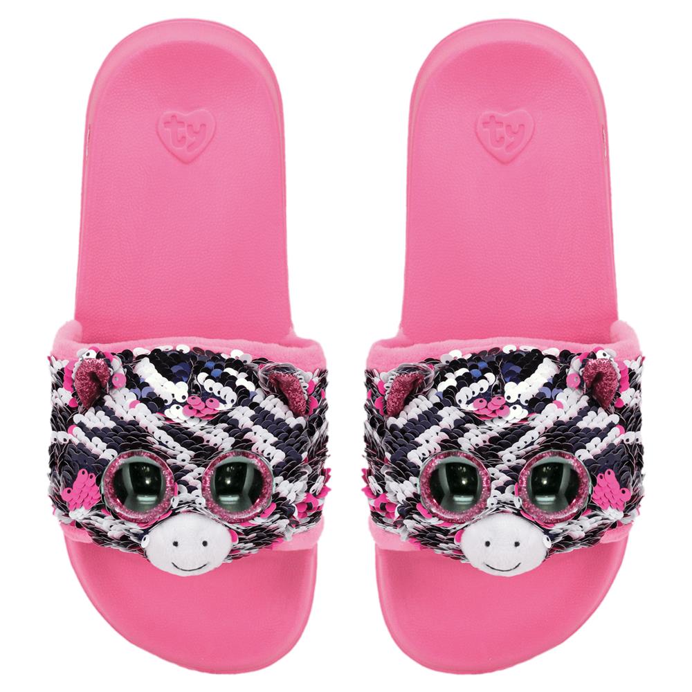 TY Zoey Zebra Reversible Sequin Slides S/M/L