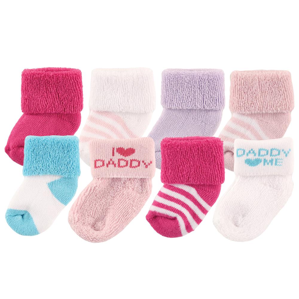 Luvable Friends Baby Newborn Girls 8 Pack Cotton Terry Sock