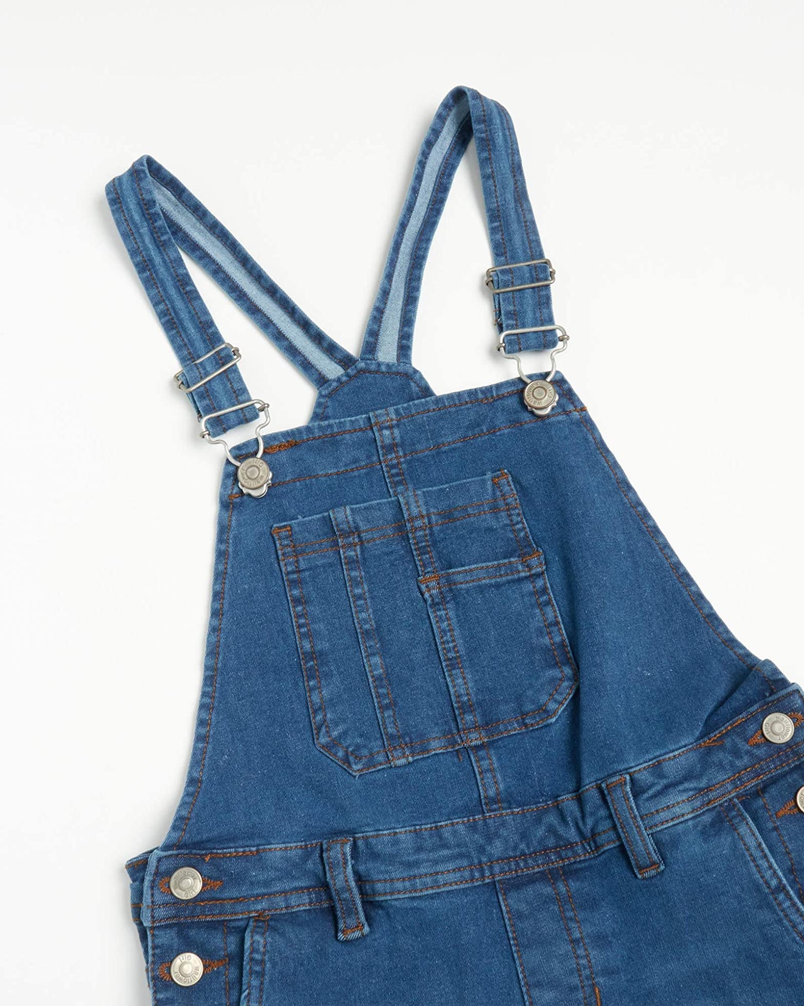 WallFlower Girls 7-16 Denim Stretch Overalls with Adjustable Straps