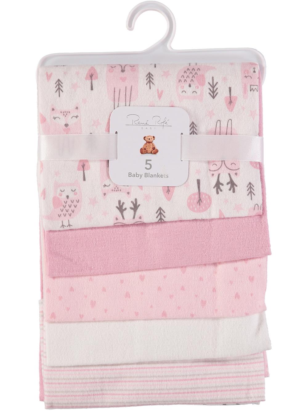 Rene Rofe Baby 5-Pack Flannel Baby Receiving Blanket