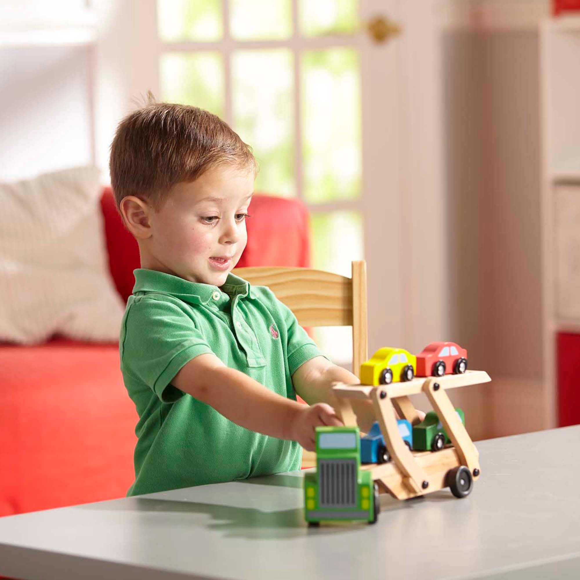 Car Carrier Truck & Cars Wooden Toy Set