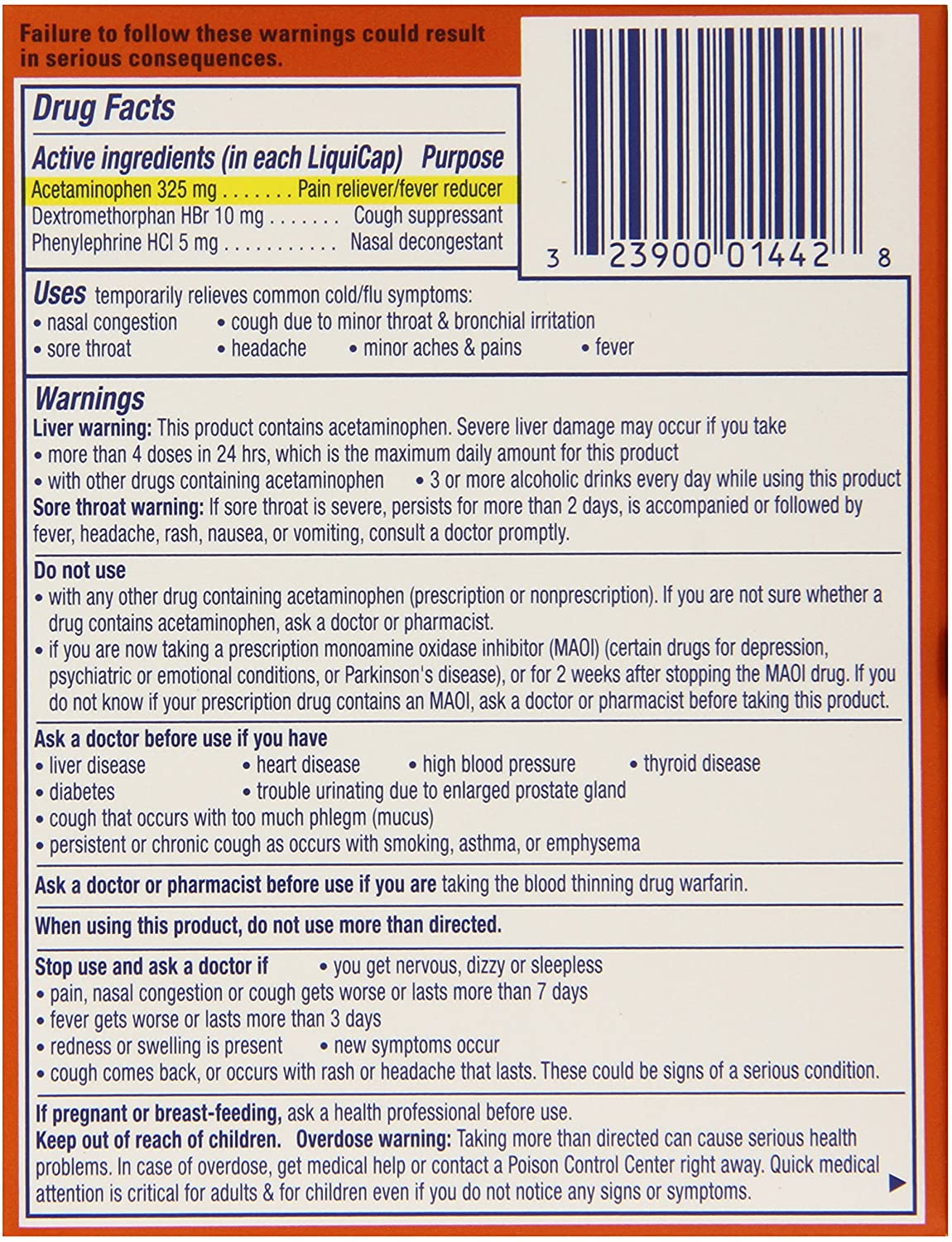 Dayquil Cold & Flu Multi-Symptom Relief 16 Liquicaps