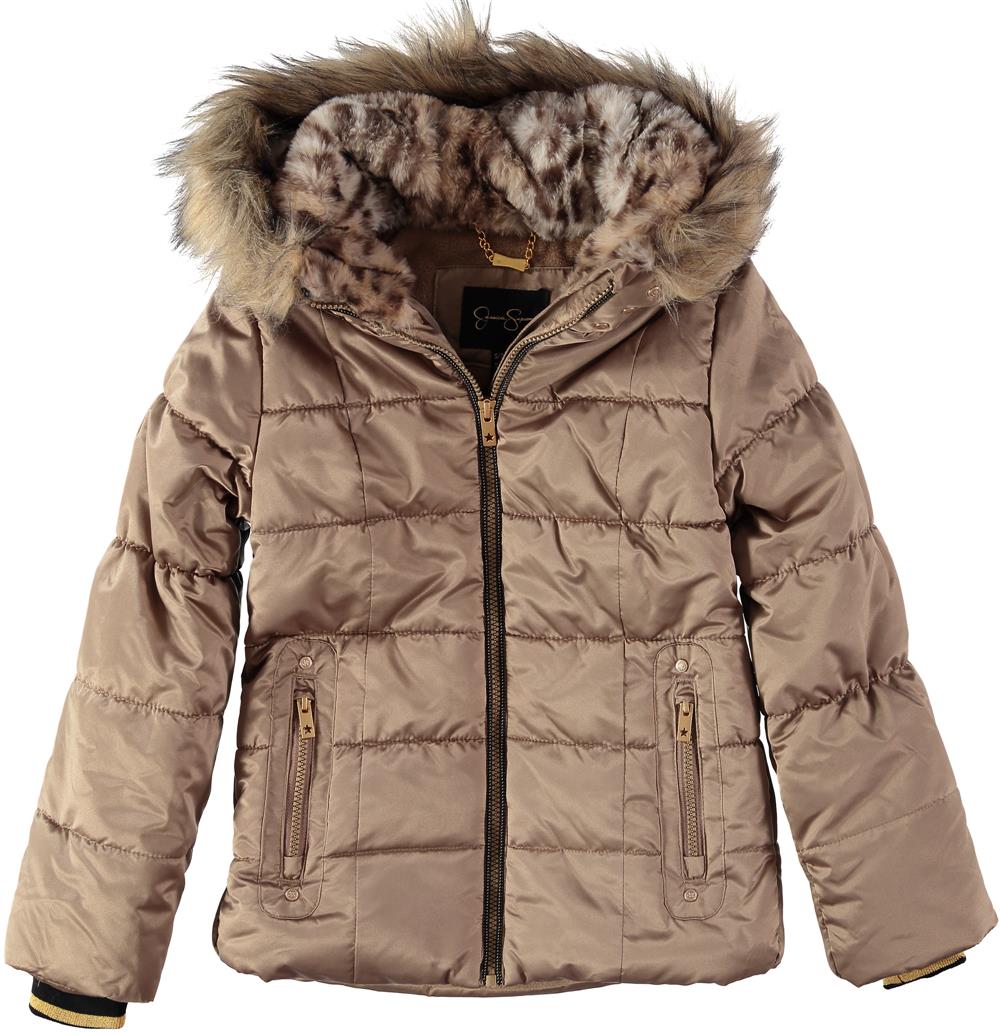 Jessica Simpson Hooded Puffer Jacket with Faux Fur Trim