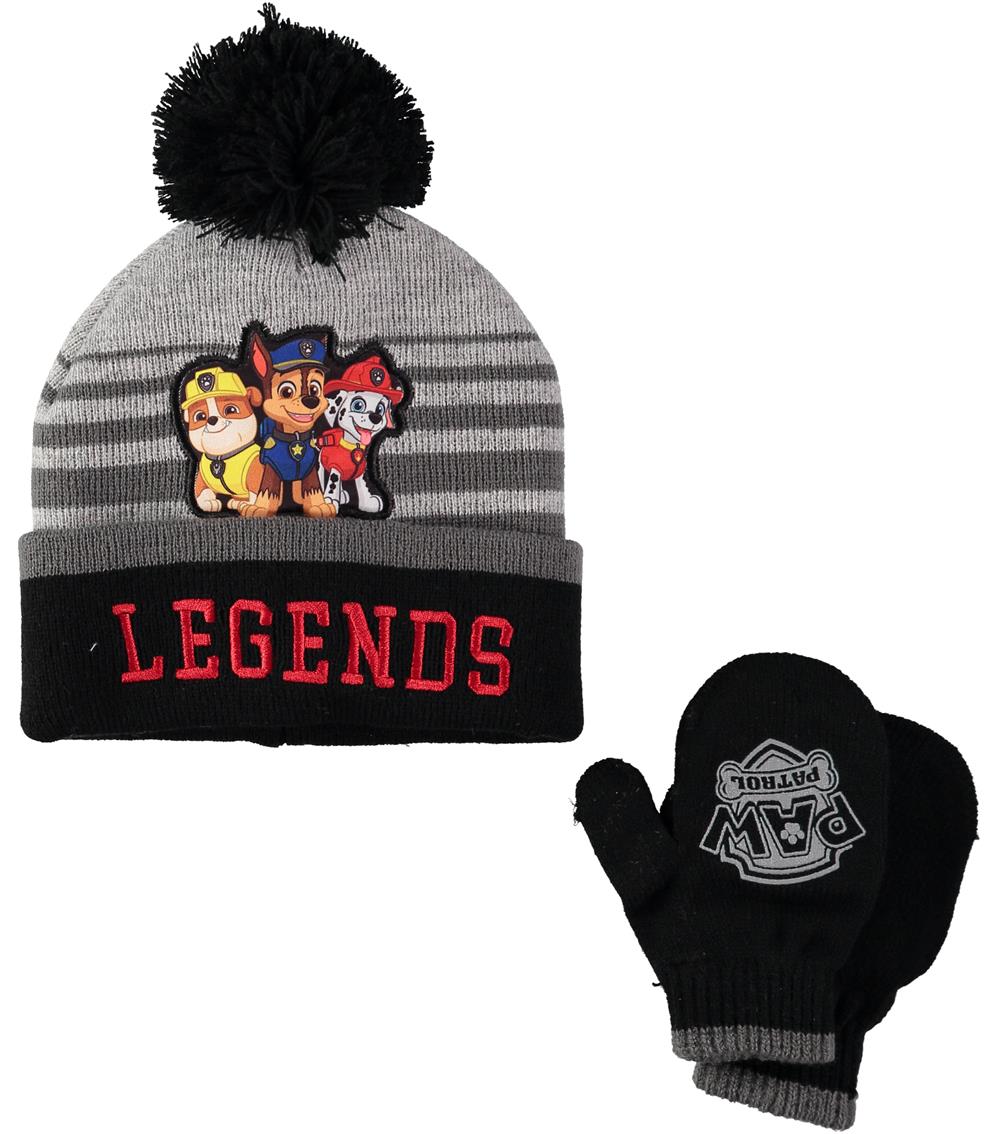 Nickelodeon Boys 2-4T Paw Patrol Pom Hat Mitten Set