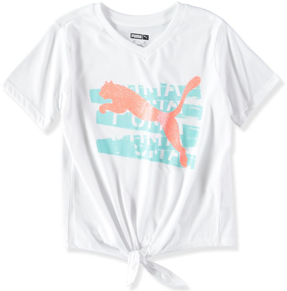 PUMA Girls Puma Tie Front T-Shirt