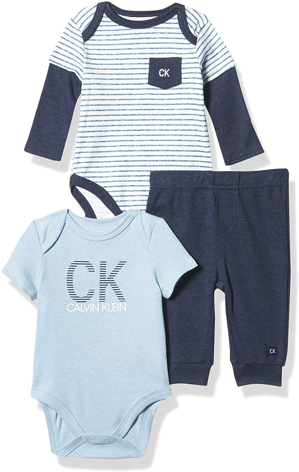 Calvin Klein Boys 0-9 Months 3-Piece Bodysuit Pant Set