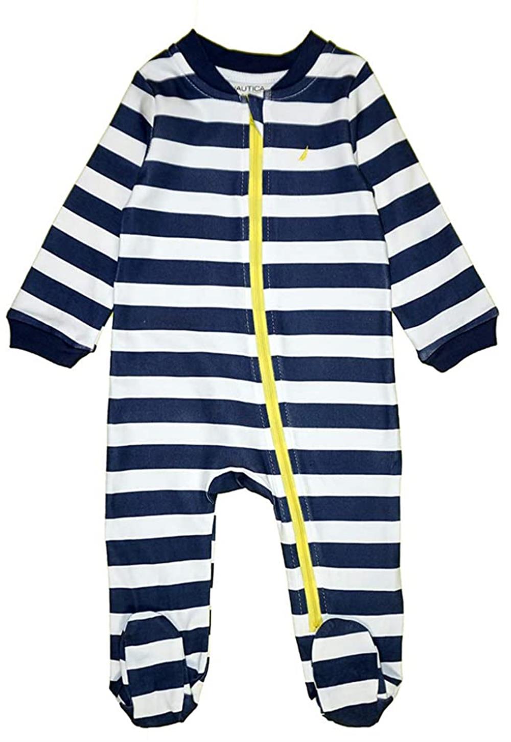 Nautica Color Block Stripe Zip Close Footie