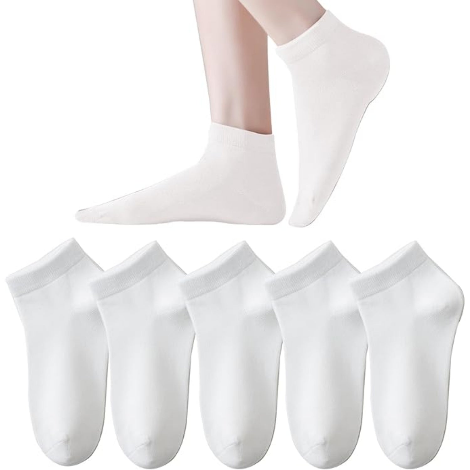 Winners Choice Boys and Girls 5 Pack Ankle Socks - White