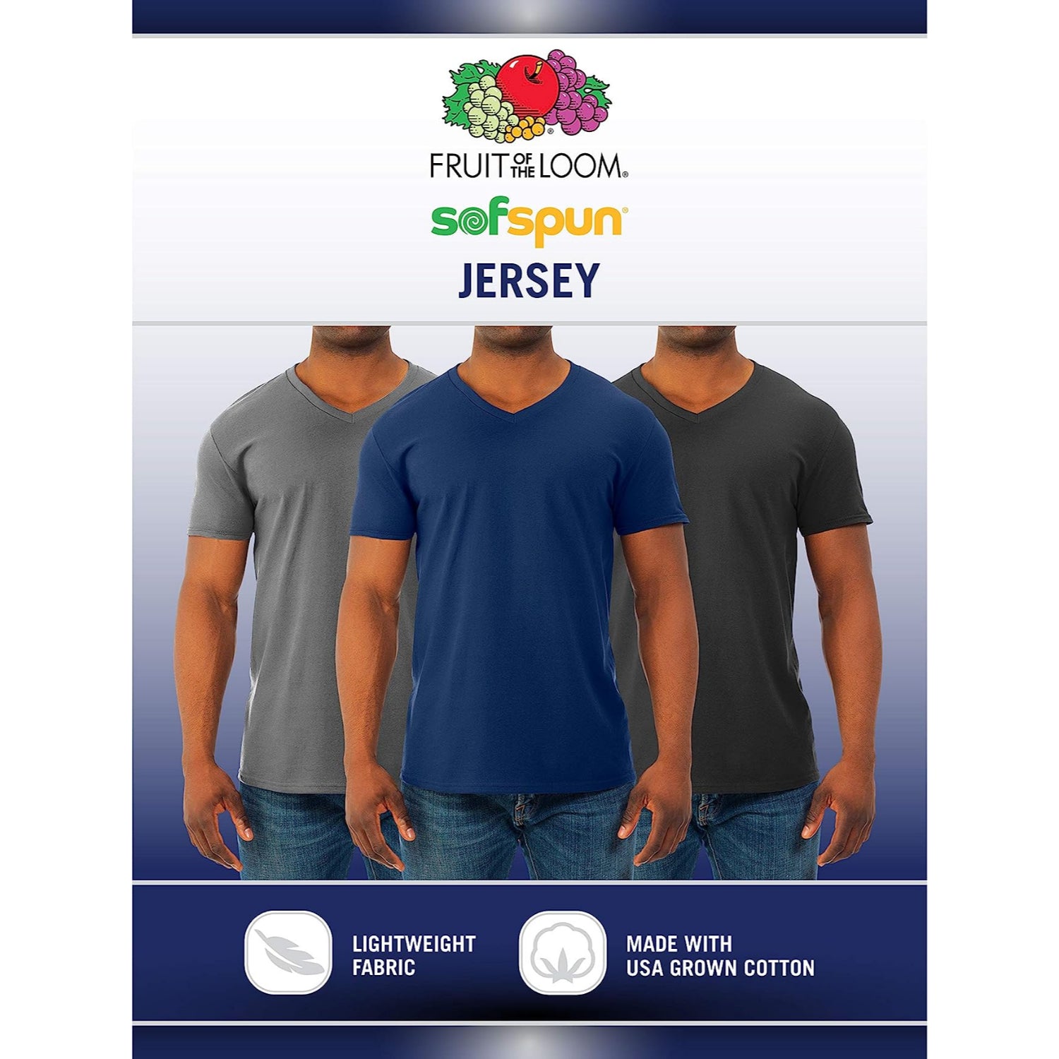 Fruit of the Loom Mens V-Neck Shirt, 4-Pack