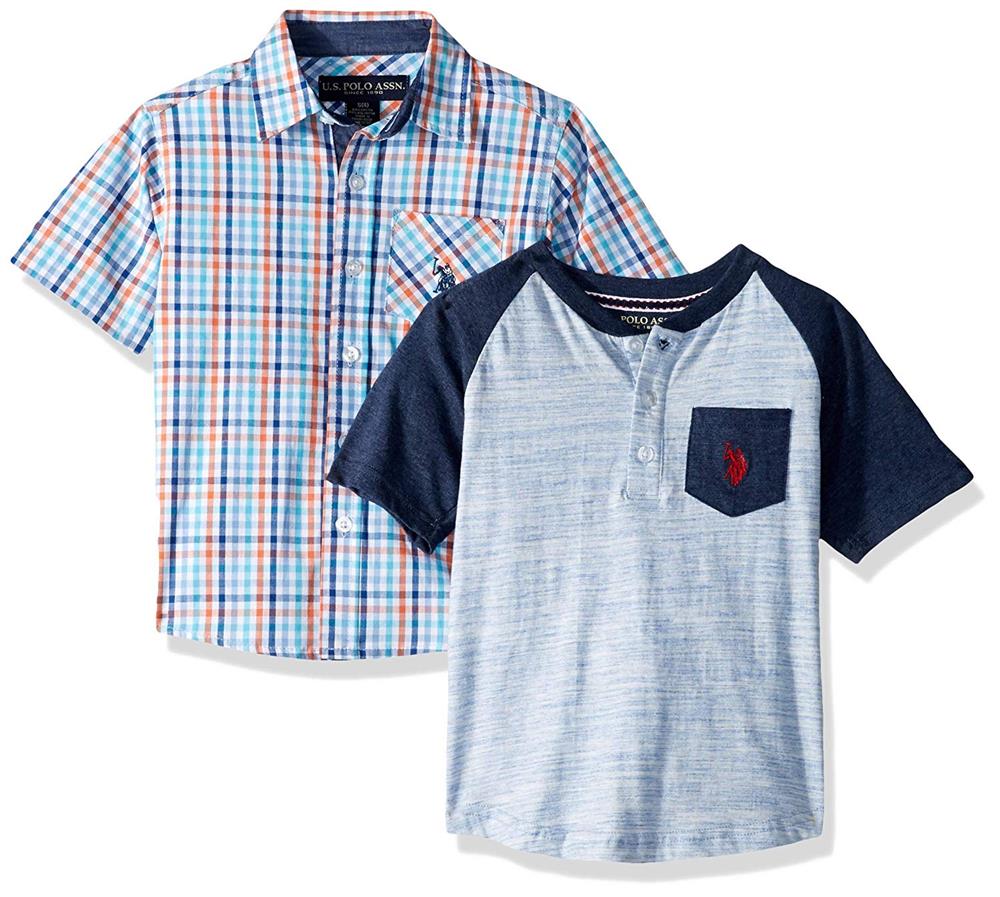 U.S. Polo Assn. Boys 4-7 2-Piece Woven Henley Set