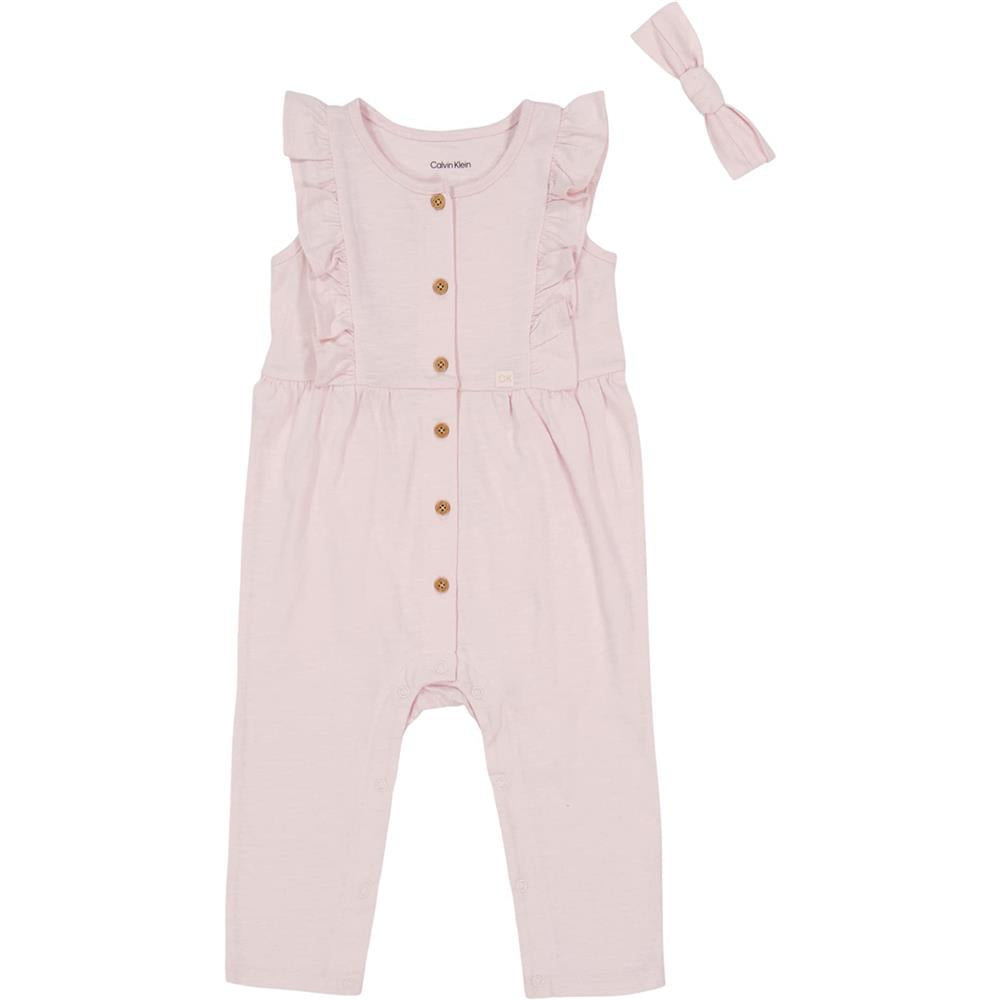 Calvin Klein Girls 0-9 Months 2-Piece Ruffle Jumpsuit Set