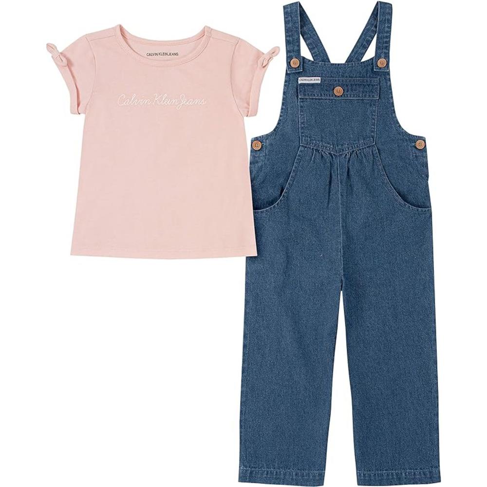 Calvin Klein Girls 2 Piece Denim Jumpsuit Set