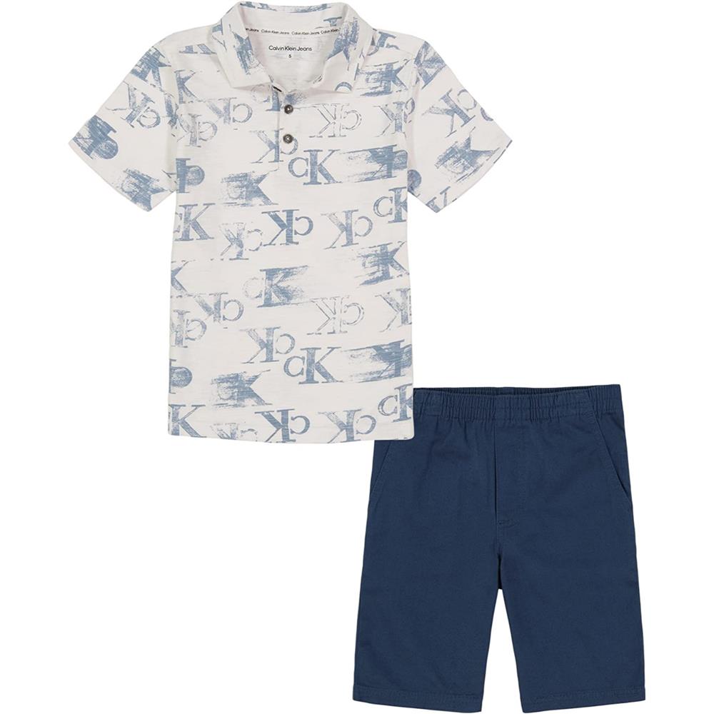 Calvin Klein Boys 12-24 Months Polo Short Set