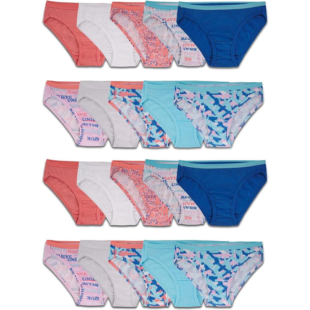 Fruit of the Loom Girl 4-16 Bikini Underwear, 20-Pack