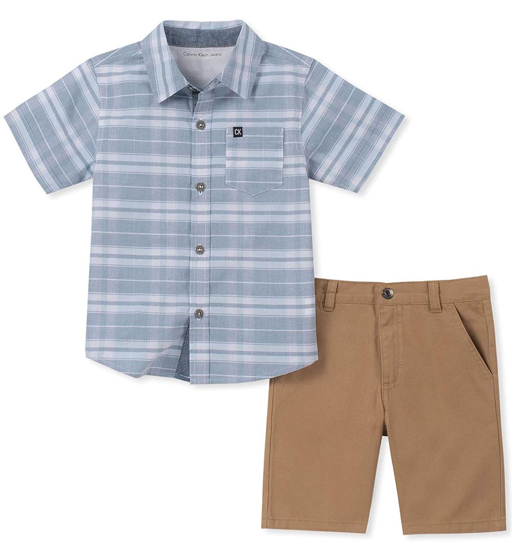 Calvin Klein Kids Boys 12-24 Months 2 Piece Woven Short Set