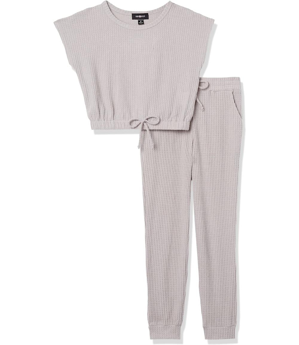 Beautees Girls 7-16 2-Piece Waffle Jogger Set