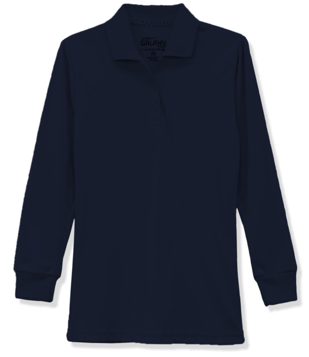 Galaxy Girls 4-6X Long Sleeve Polo School Uniform Shirt