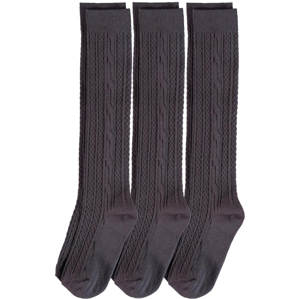 Piccolo Hosiery Girls Cable Knee High Socks 3-Pack