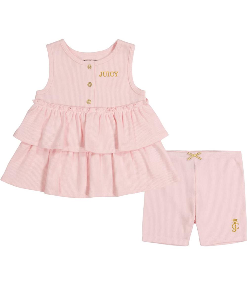 Juicy Couture Girls 12-24 Months 2 Piece Tiered Short Set