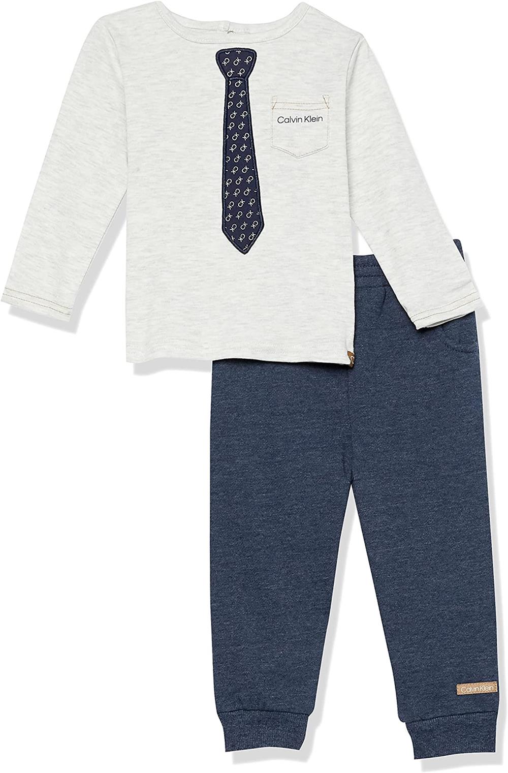 Calvin Klein Boys 12-24 Months 2-Piece Tie Shirt and Pant Set